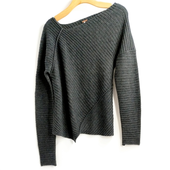 Free People Love and Harmony Gray Ribbed Knit Sweater - Picture 2 of 13